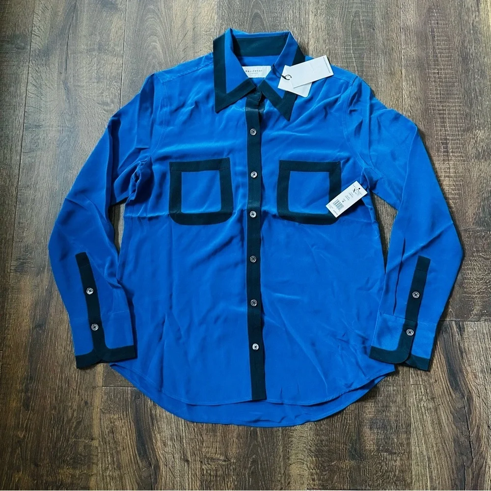 Equipment Leoncel Two Tone Silk Shirt | NWT | Medium - Picture 3 of 6